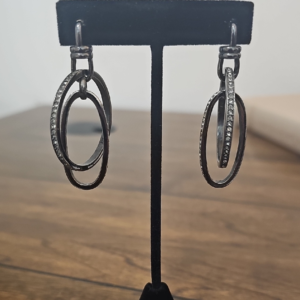 Elegant Gunmetal Hoop Earrings